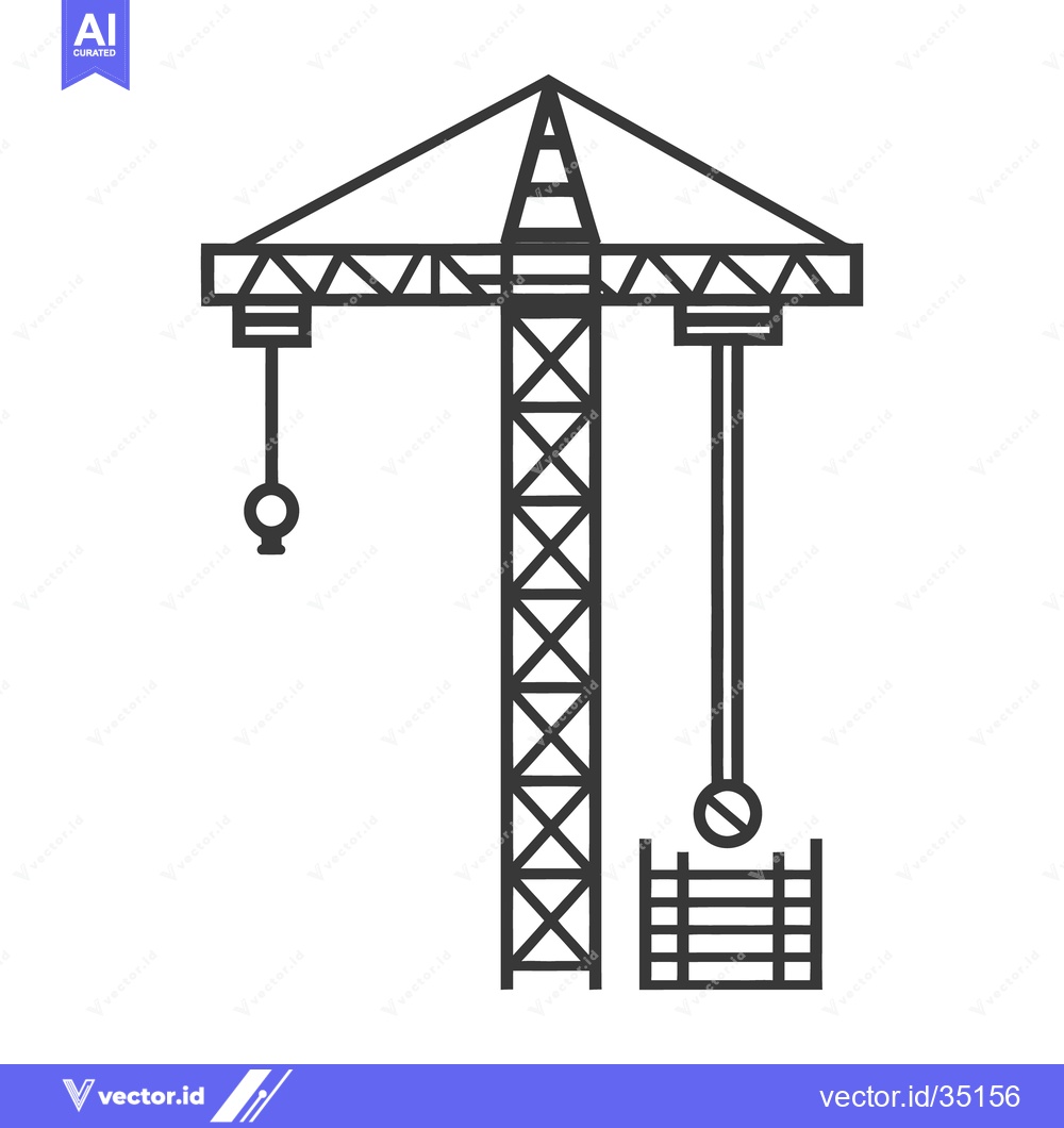 Premium Vector of A black and white graphic showing a construction crane