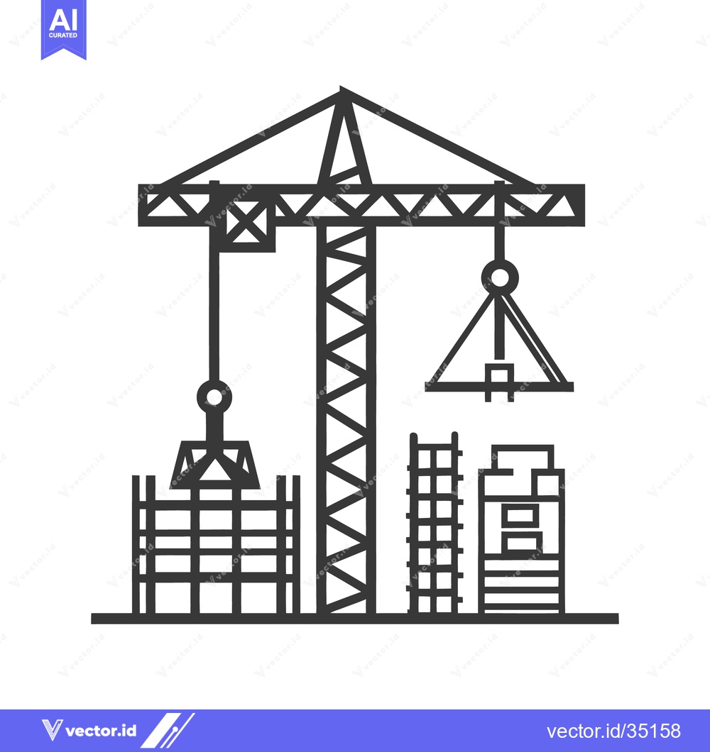 Premium Vector dari A Construction Crane Depicted Lifting Materials Near Buildings Structu