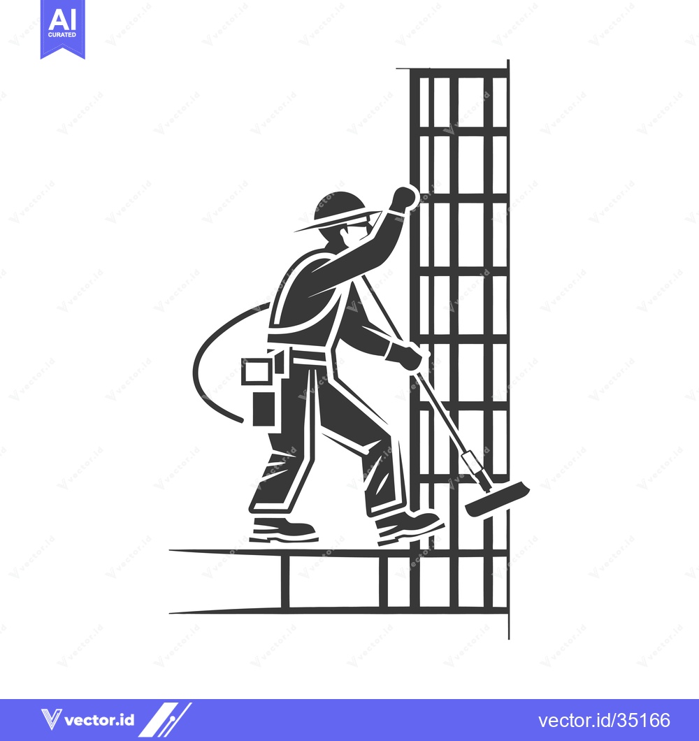 Premium Vector dari Construction Worker Applying Mortar on Scaffolding