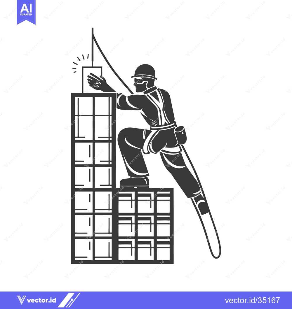 Premium Vector dari Construction Worker Ascending a Scaffolding Structure