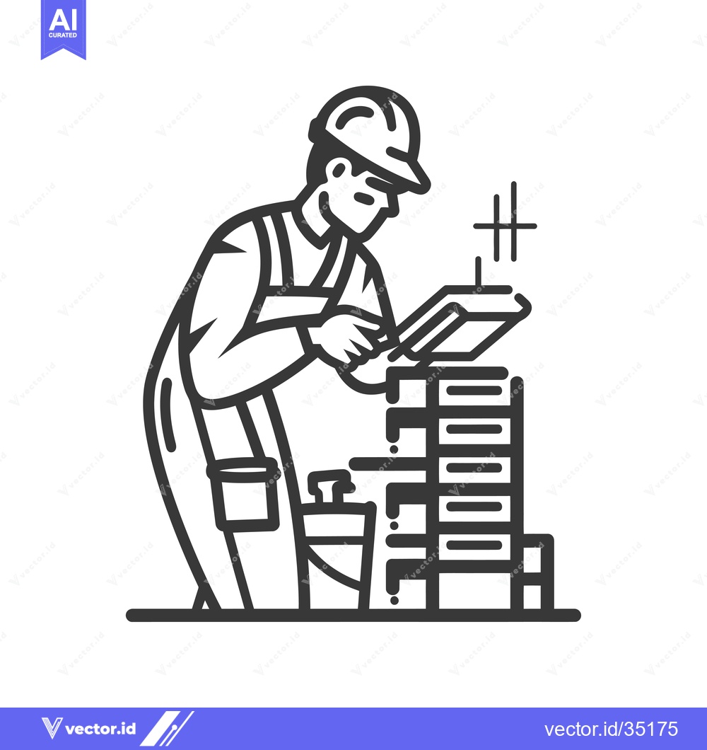 Premium Vector of Construction Worker Laying Bricks