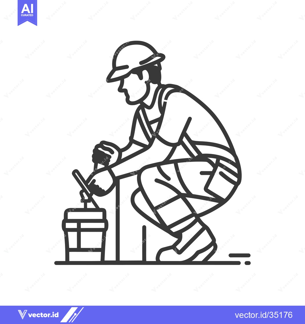 Premium Vector dari Construction Worker Mixing Cement with a Handheld Mixer