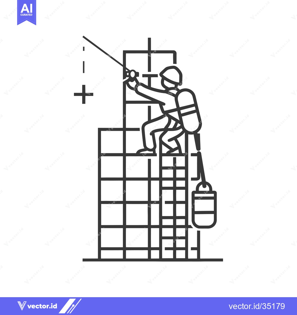 Premium Vector of Construction Worker on Scaffolding with Safety Harness