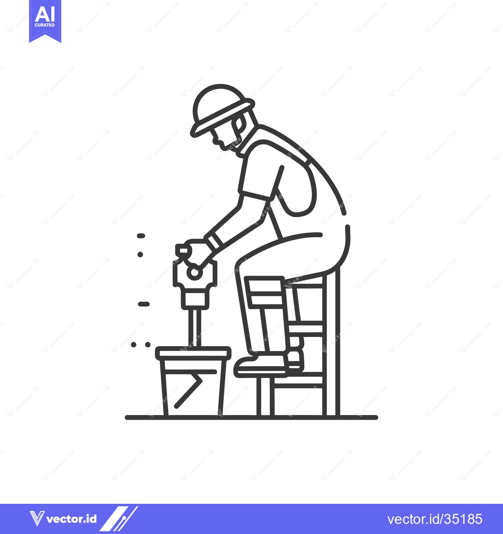 Premium Vector dari Construction Worker Using a Jackhammer to Break Up Concrete