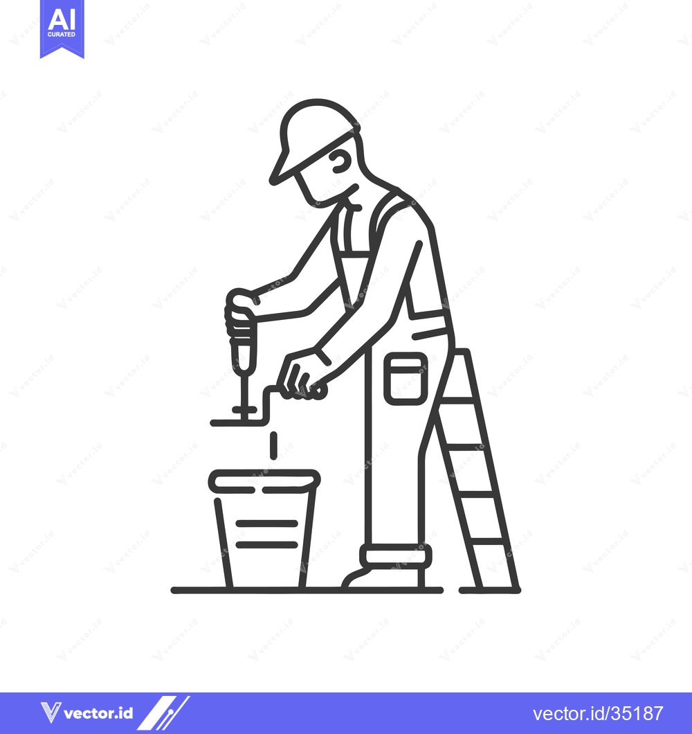 Premium Vector dari Construction Worker Using Drill and Bucket