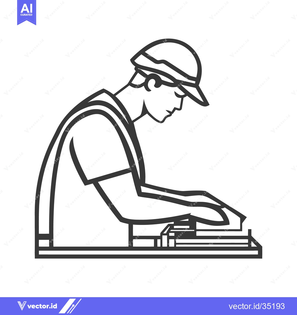 Premium Vector of An outline of a person working at a workbench carefully