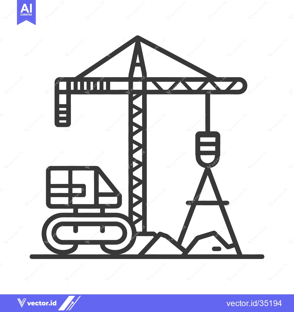 Premium Vector of Construction crane lifting a load near an earth moving vehicle