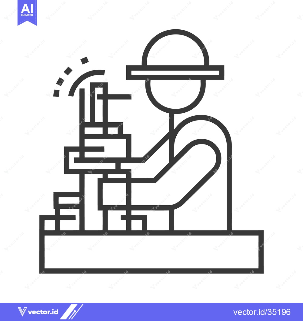 Premium Vector dari Simple Line Drawing Depicts a Person Working on Machinery