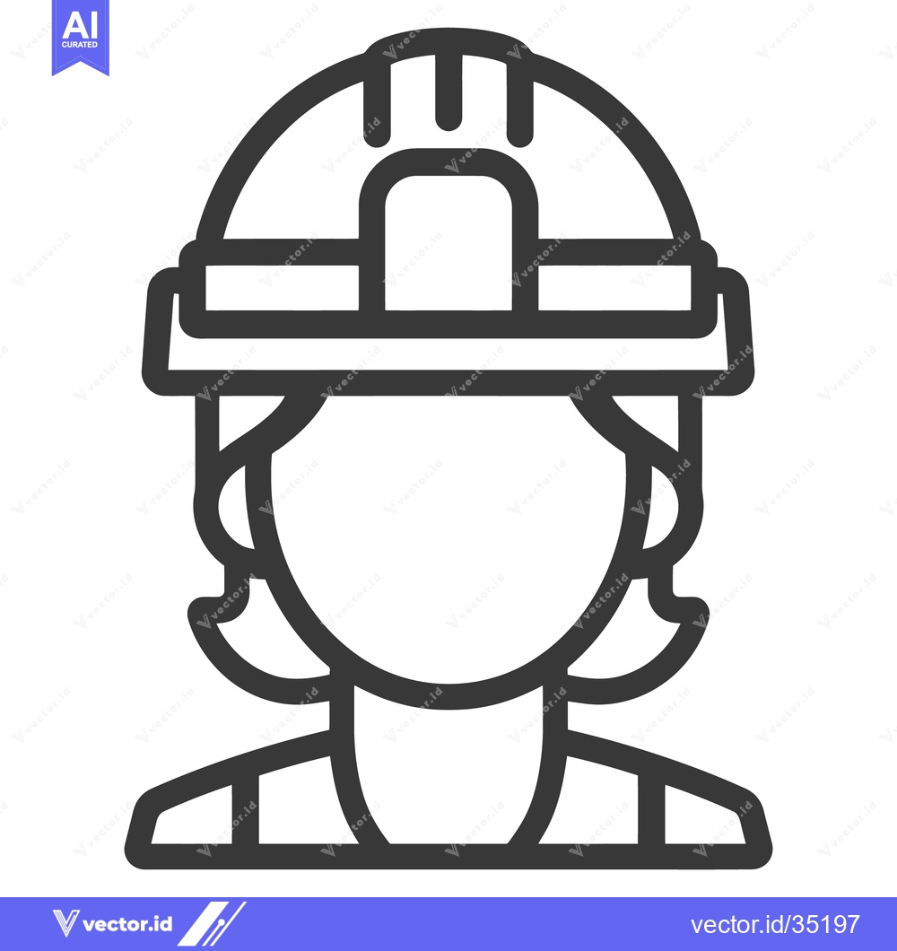 Premium Vector dari A simplified line art illustration of a person wearing a hard hat
