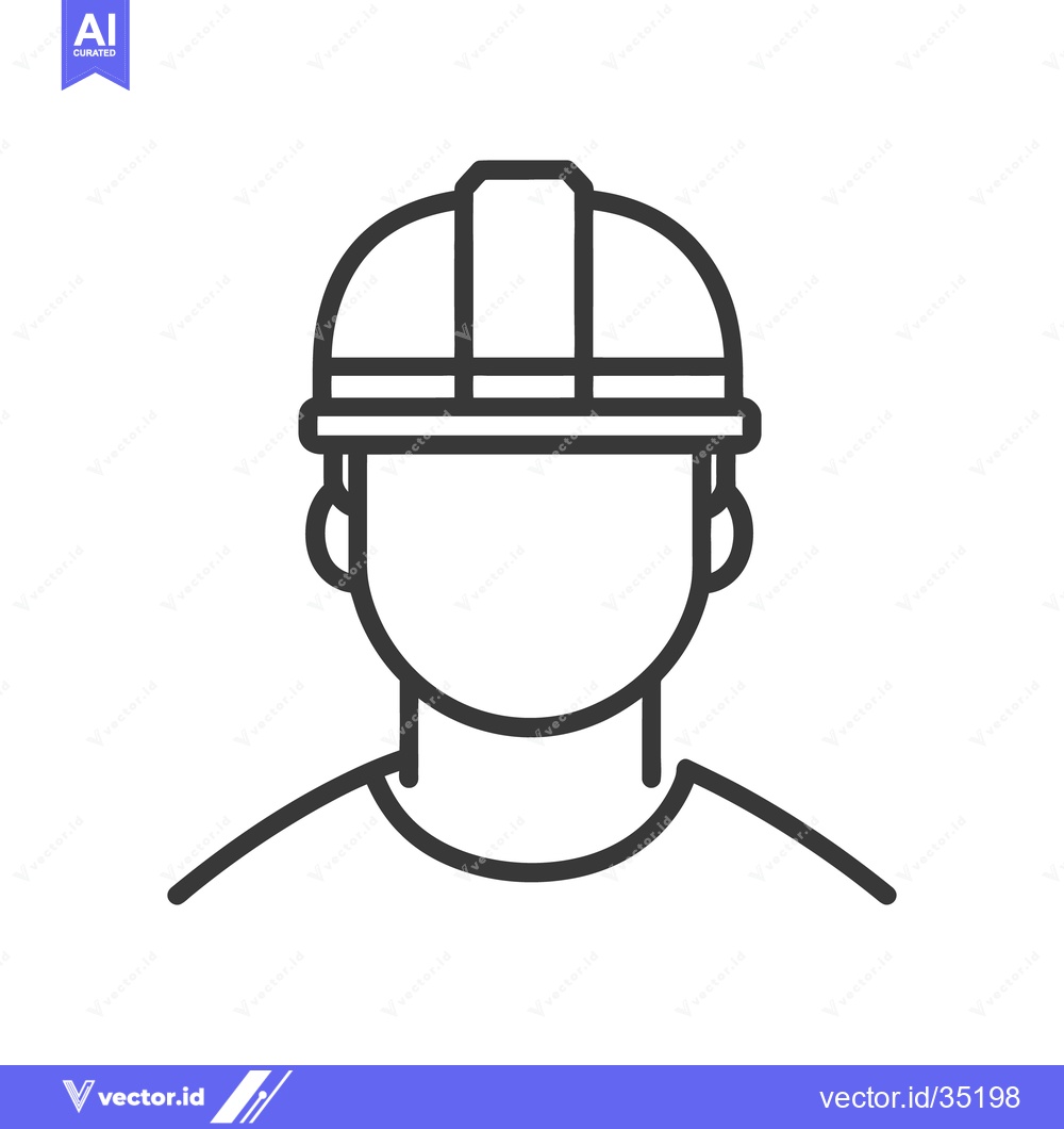 Premium Vector of A minimalist line drawing depicting a person with a hard hat