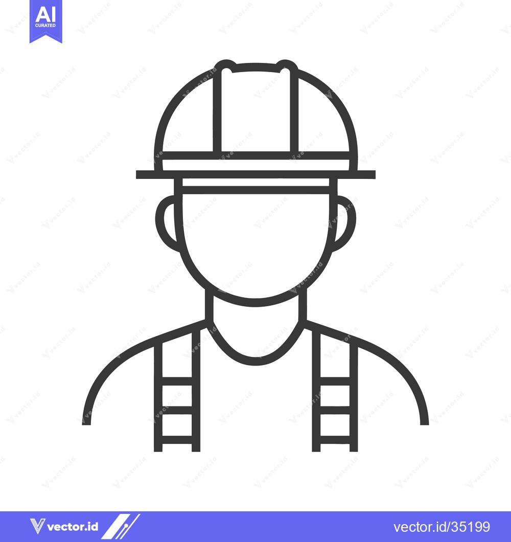 Premium Vector dari A simple line drawing of a person wearing a hardhat