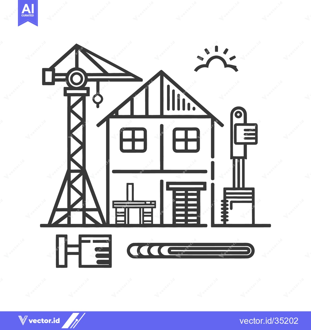 Premium Vector dari Construction site image showing home under development and building cr