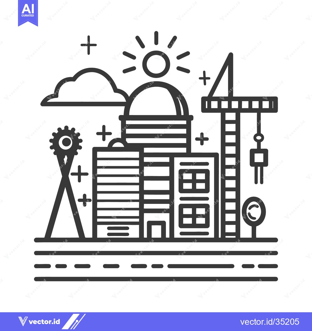 Premium Vector of Vector illustration depicts a city landscape with buildings and constr