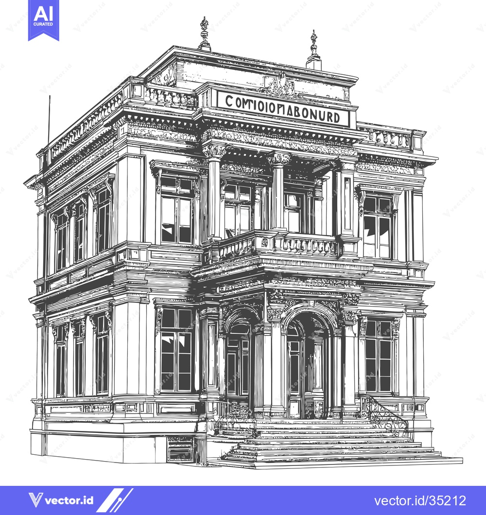 Premium Vector dari Classic Architectural Drawing of a Grand Mansion
