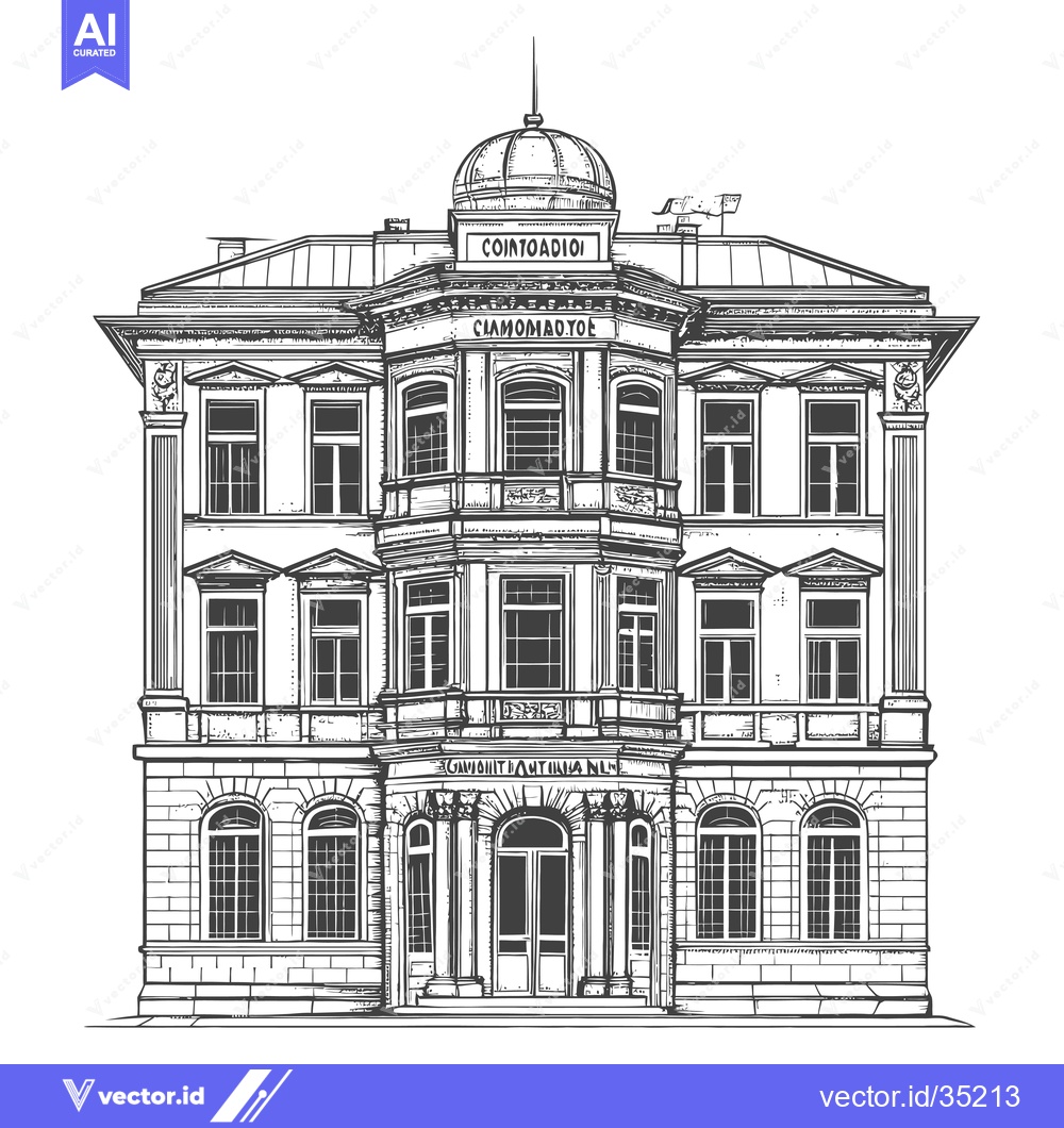 Premium Vector dari Elegant Classical Building Architectural Drawing