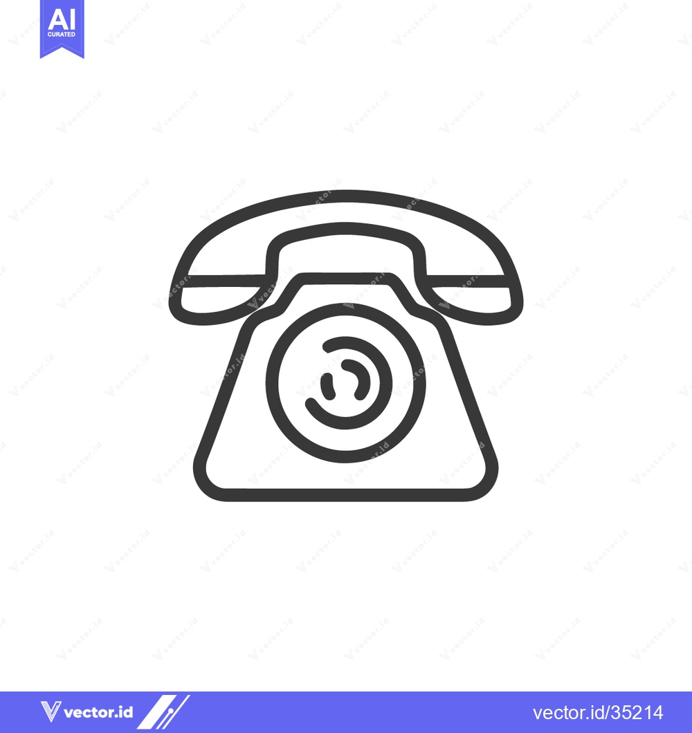 Premium Vector dari Classic Rotary Phone Icon: Vintage Communication, Minimalist Line Art