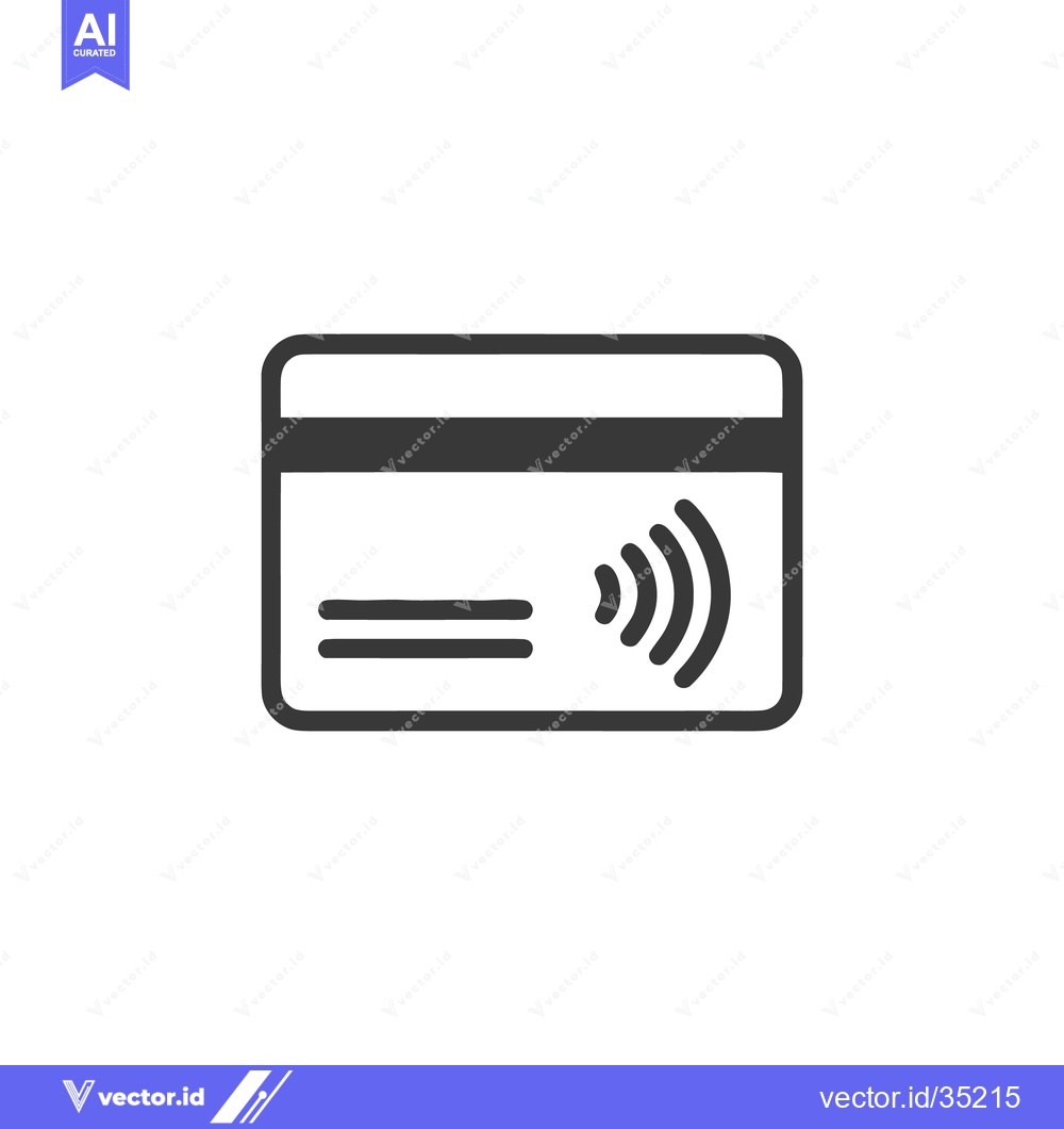 Premium Vector dari Contactless Payment Card Icon: Modern Finance and Technology Symbol