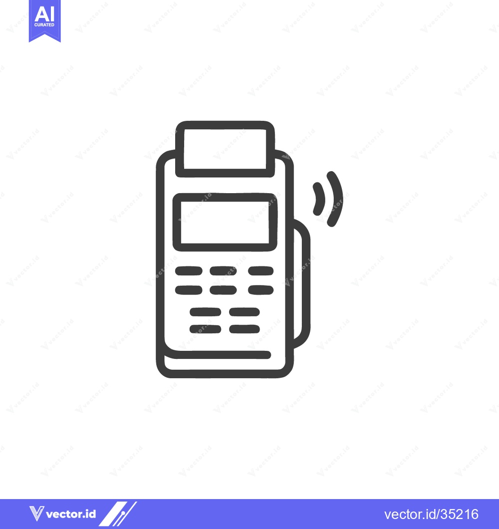 Premium Vector of Minimalist POS Terminal Icon with Contactless Payment Symbol on White