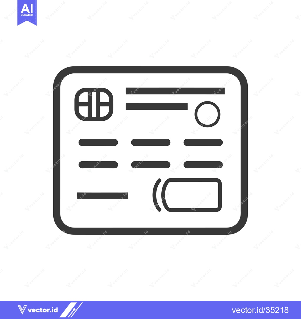 Premium Vector dari Contactless Payment Card Icon with Chip and Symbol