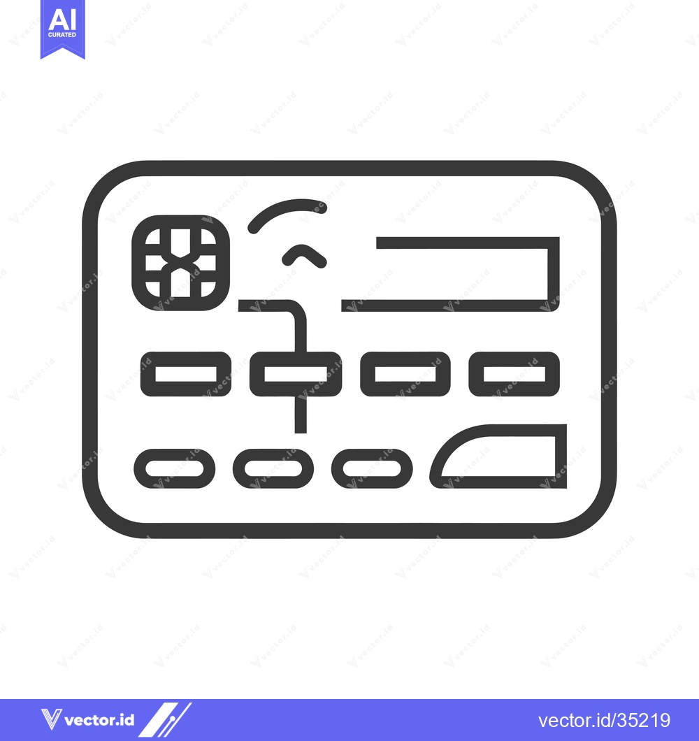 Premium Vector dari Contactless Payment Card Icon with Chip, Antenna, and Numbers