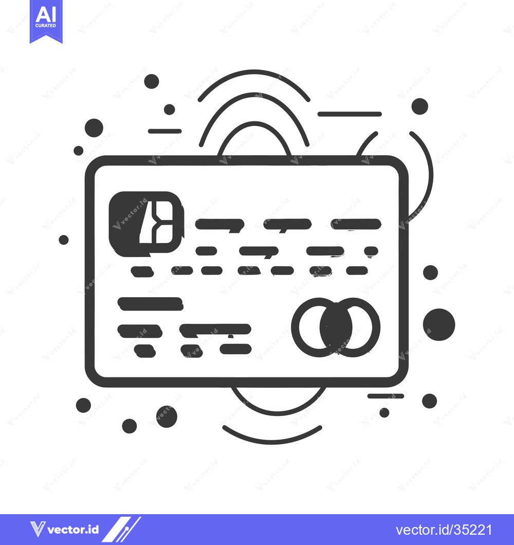 Premium Vector dari Contactless Payment Card with Chip and Wireless Signal Icon