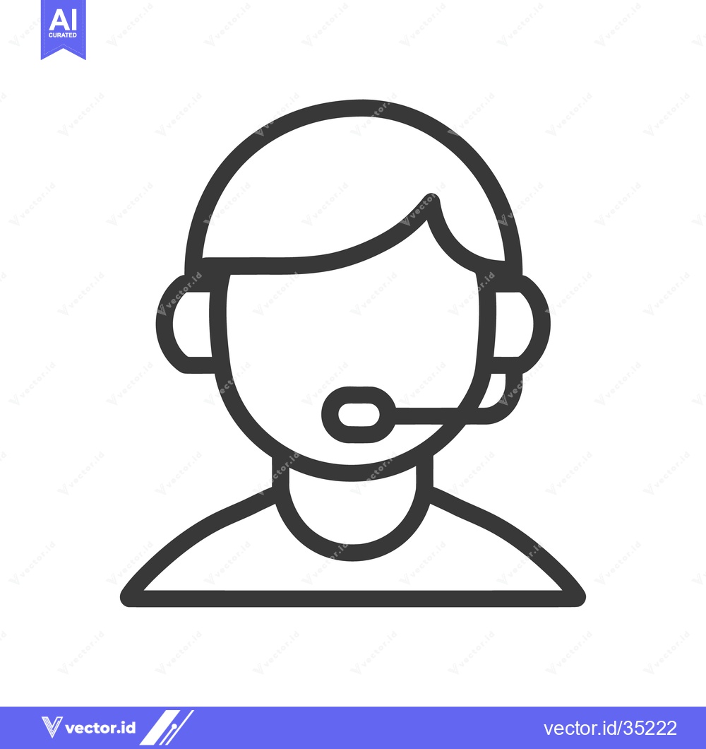 Premium Vector of Simple Icon Depicting a Person with a Headset Device