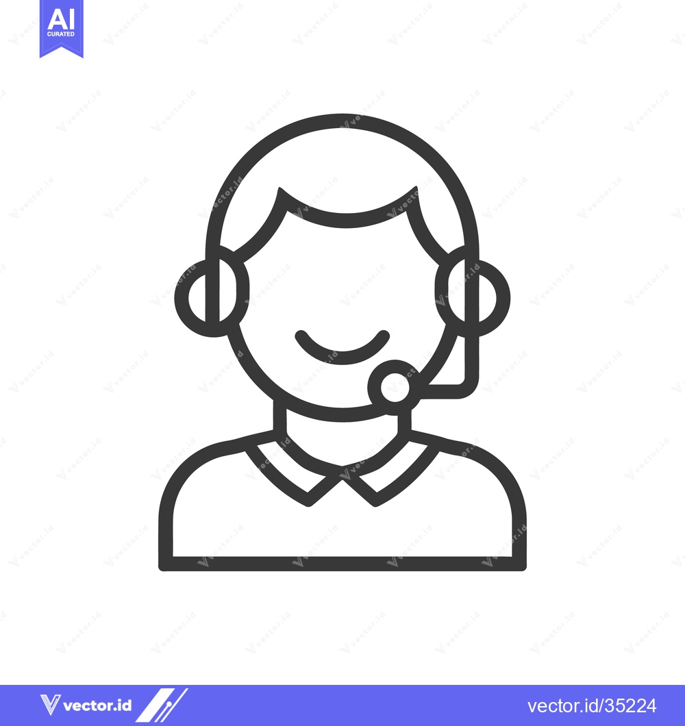 Premium Vector of A smiling customer service representative wearing a headset icon