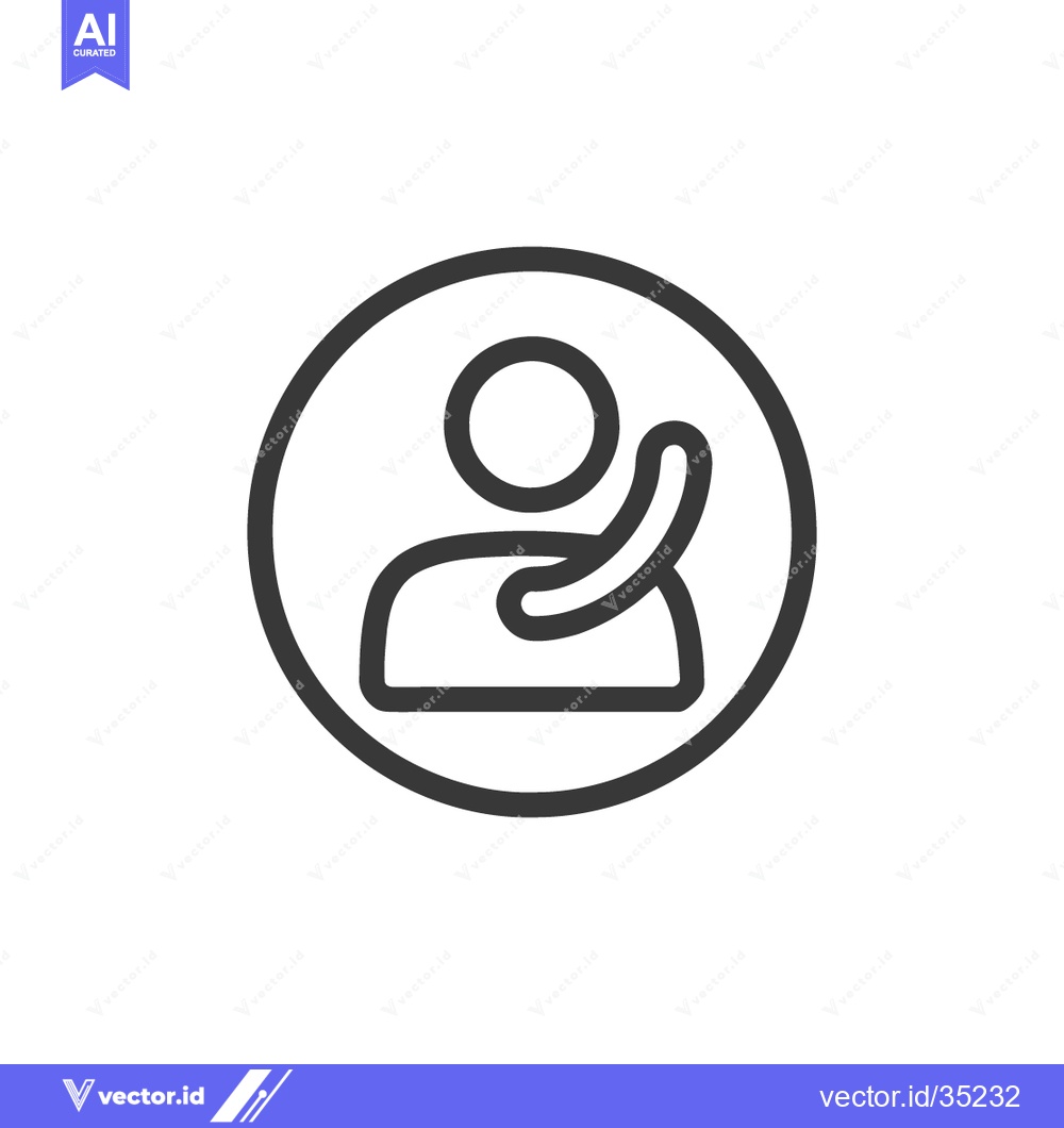 Premium Vector of Minimalist Waving Person Icon in Circle, Outline Style, Simple Design