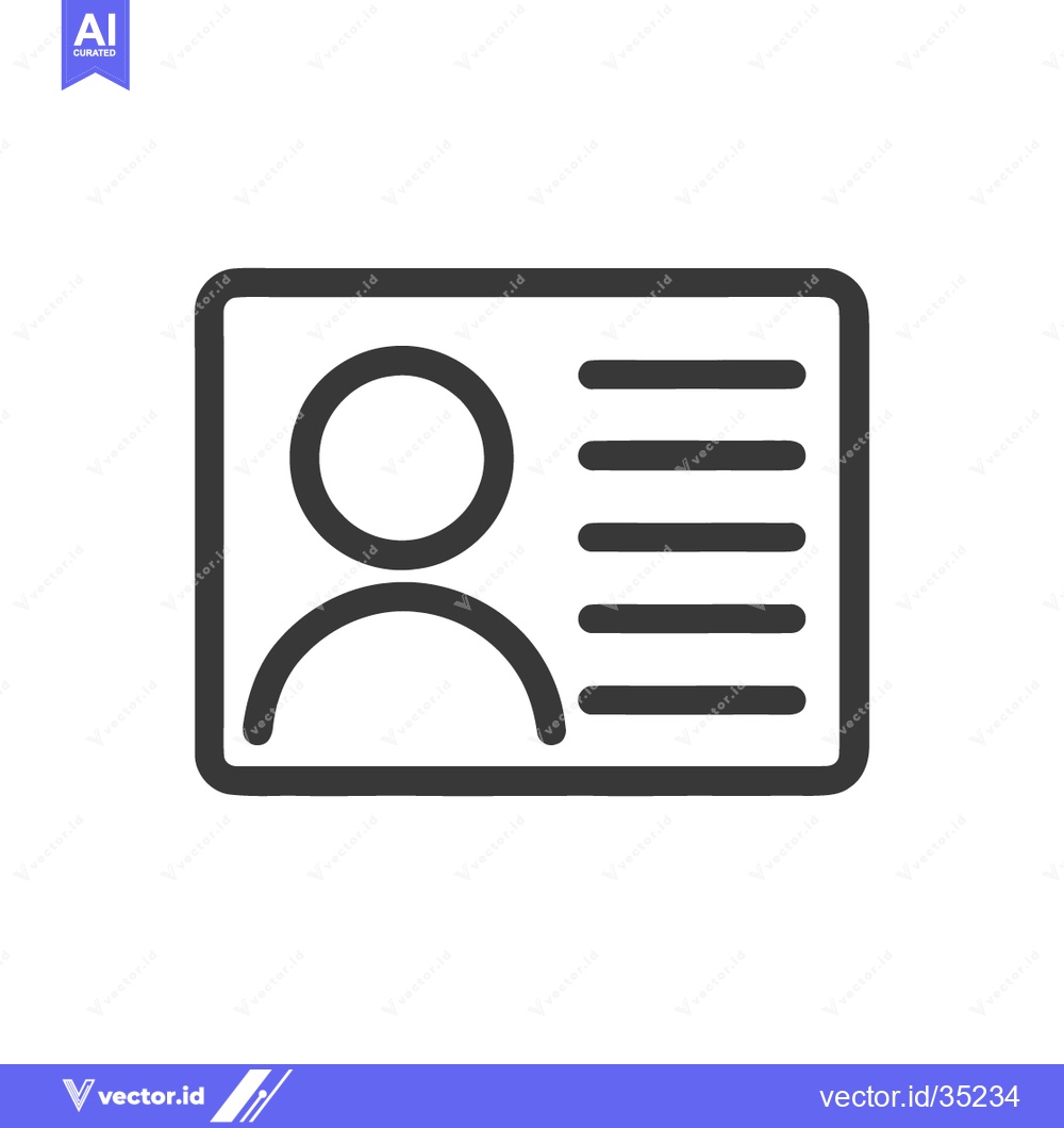 Premium Vector dari Identity Card Icon: Minimalist Design with Person and Information Line