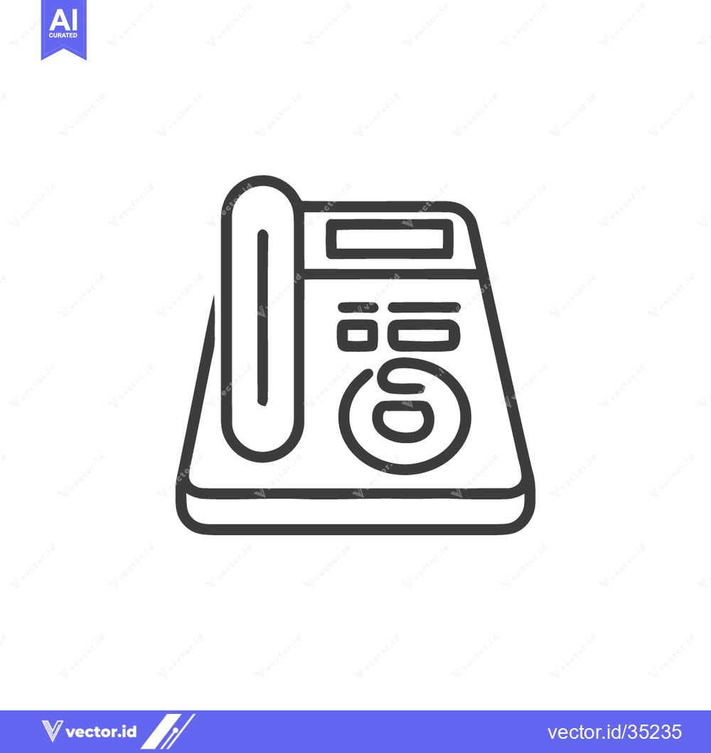 Premium Vector dari Minimalist Line Art: Corded Phone Icon on White Background