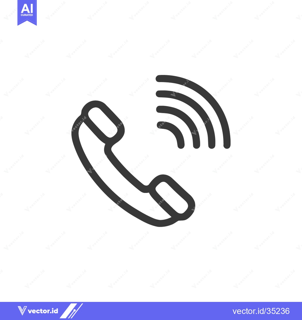 Premium Vector dari Ringing Phone Icon: Simple Line Art Communication Symbol on White