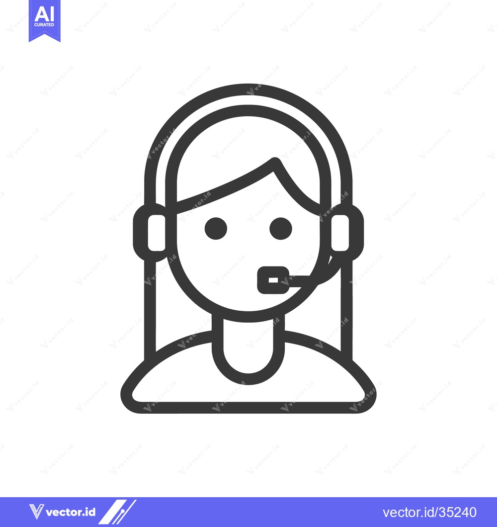 Premium Vector dari A simple outlined illustration of a customer service representative