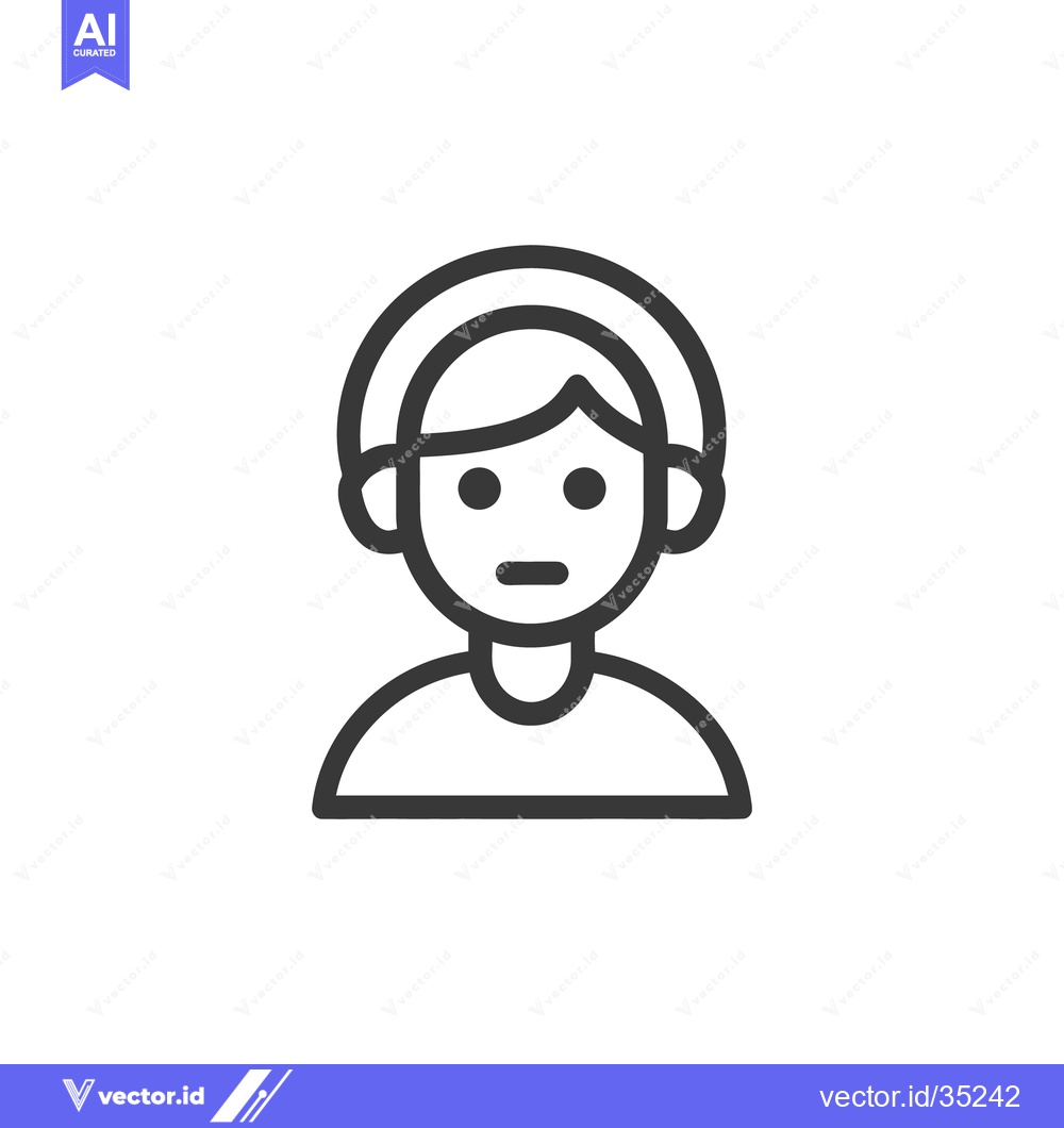 Premium Vector of A stylized icon of a simple person with headset outline