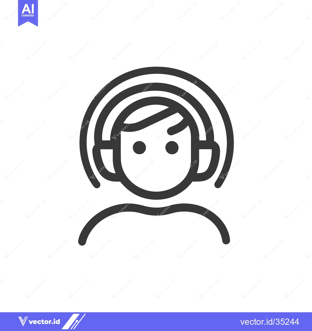 Premium Vector dari Simple icon depicts a person wearing headphones on the head