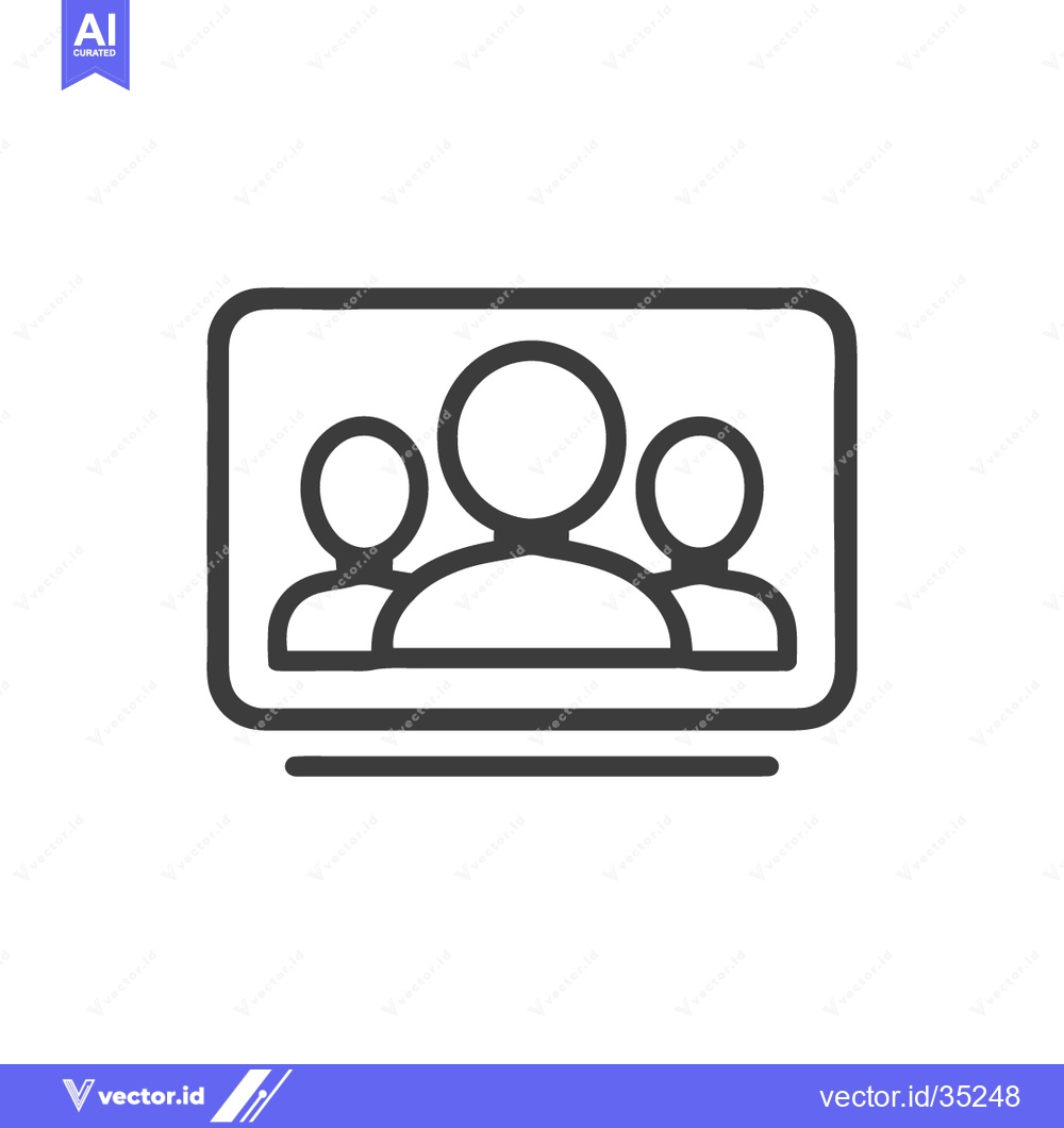 Premium Vector of Online Meeting Icon: Three People in Digital Conference Call, Simple L