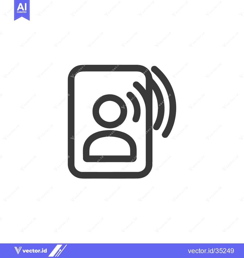 Premium Vector dari Digital Identity Card Icon with Wireless Signal, Minimalist Line Art