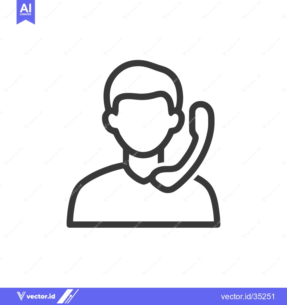 Premium Vector of Minimalist Line Art: Customer Service Agent with Headset Icon on White