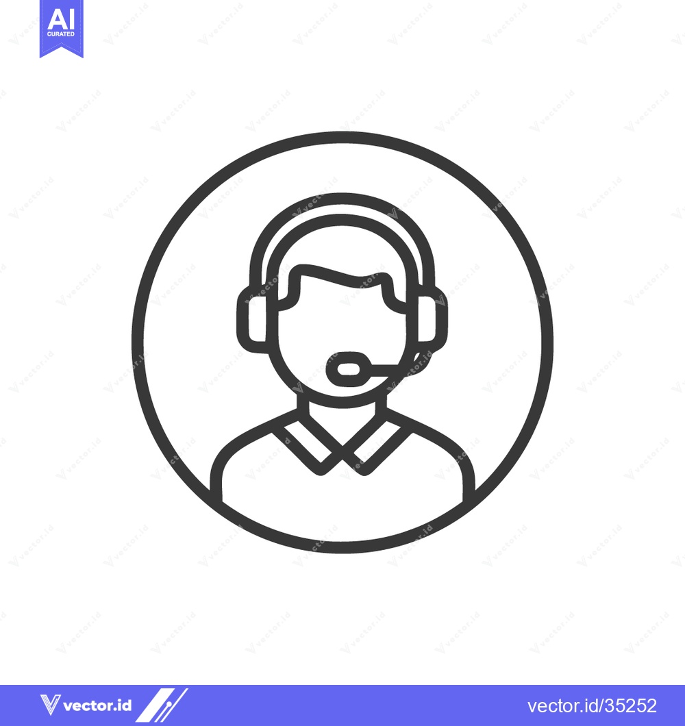 Premium Vector dari Customer Support Icon: Minimalist Line Art of Call Center Agent