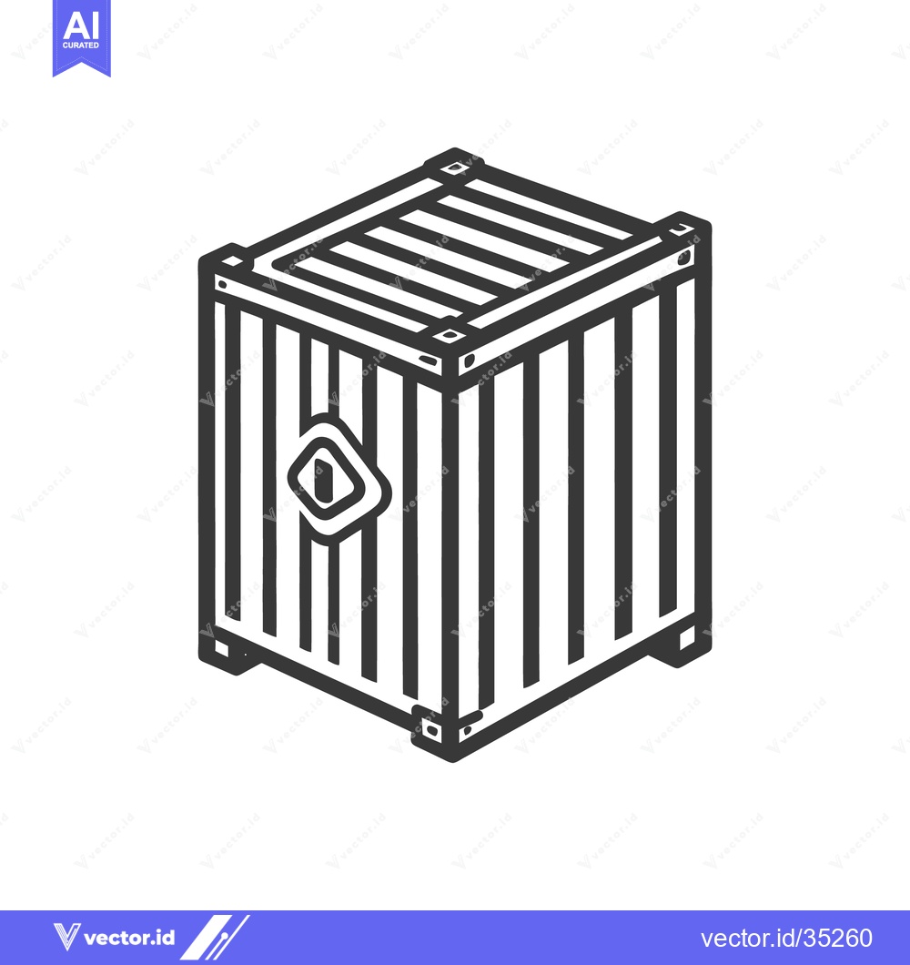 Premium Vector dari A simple illustration depicts a shipping container in isometric perspe