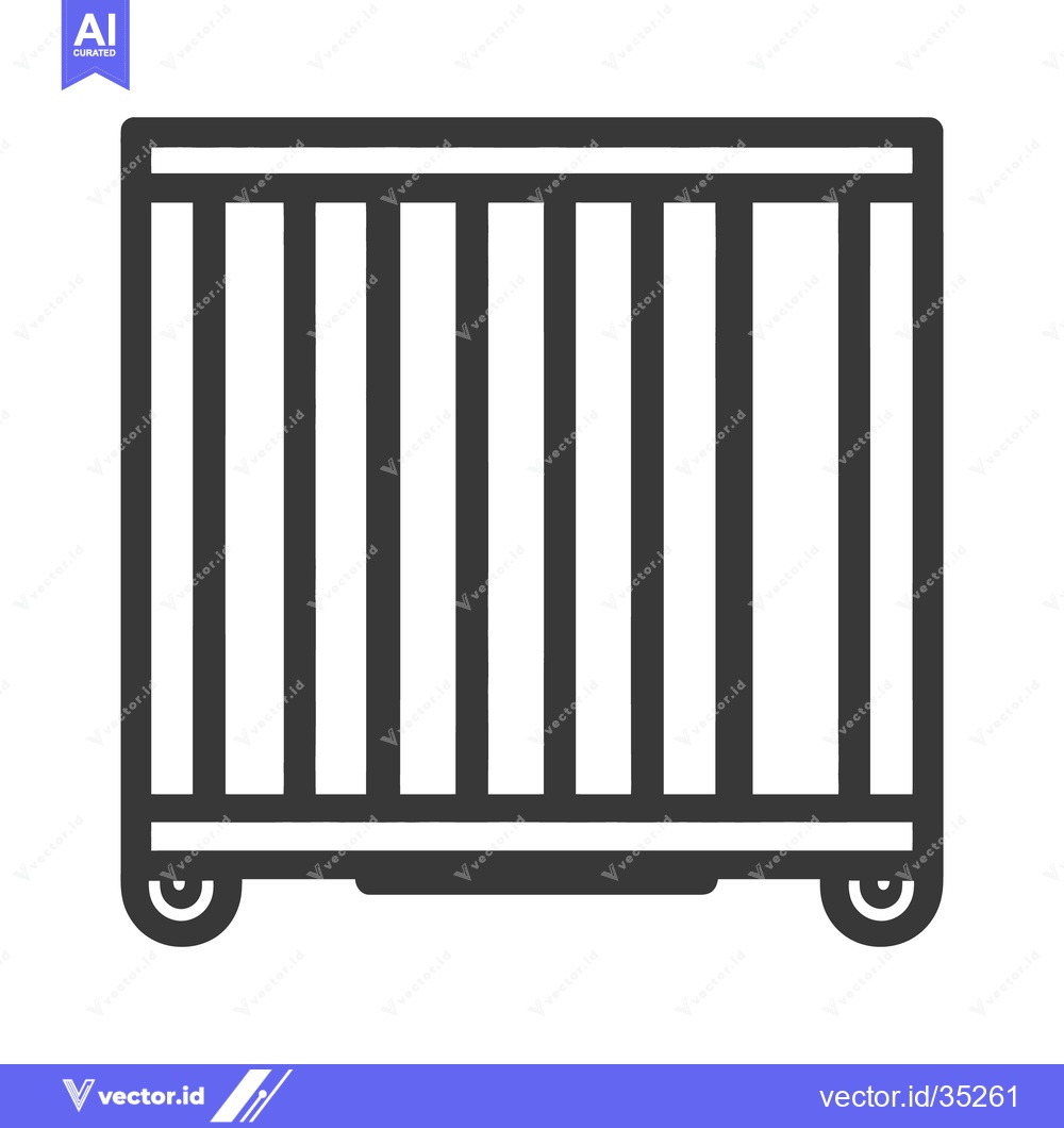 Premium Vector dari An illustration depicting a wheeled storage crate with vertical bars