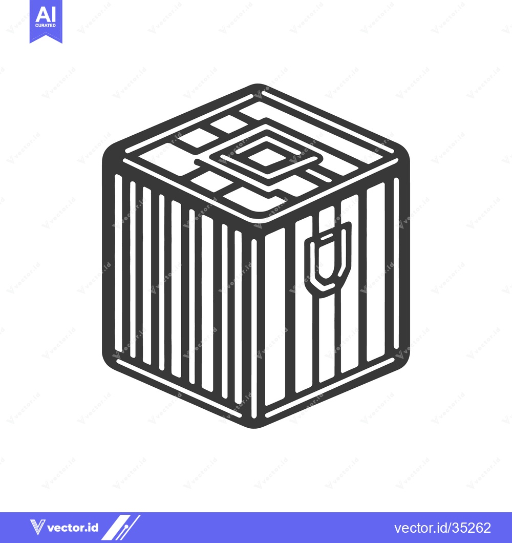 Premium Vector of A simple isometric black and white depiction of a container