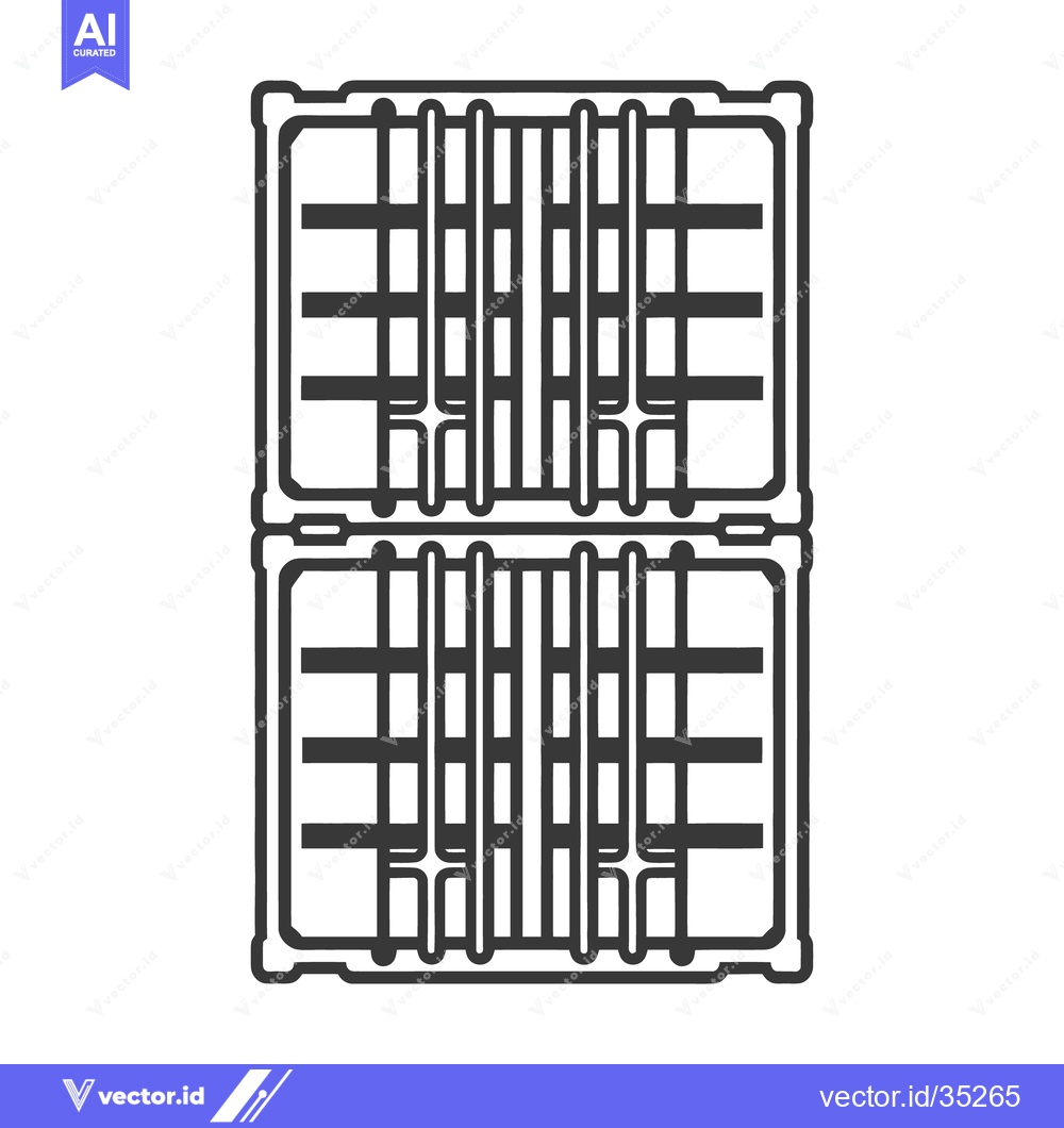 Premium Vector dari Two stacked rectangular shipping containers in black outline