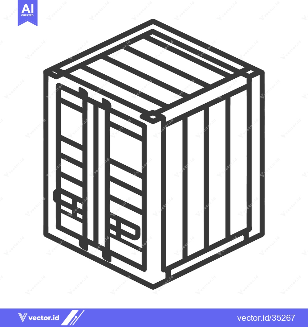 Premium Vector dari An isometric illustration of a transportation container with a hinged