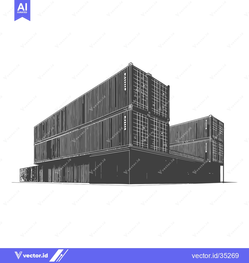 Premium Vector dari Stacked Shipping Containers Form Modern Building Design