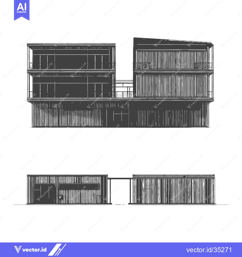Premium Vector of Architectural Drawings Of Modern Buildings And Structures