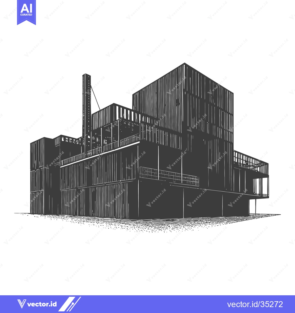 Premium Vector dari Modern Industrial Building Architectural Sketch Design