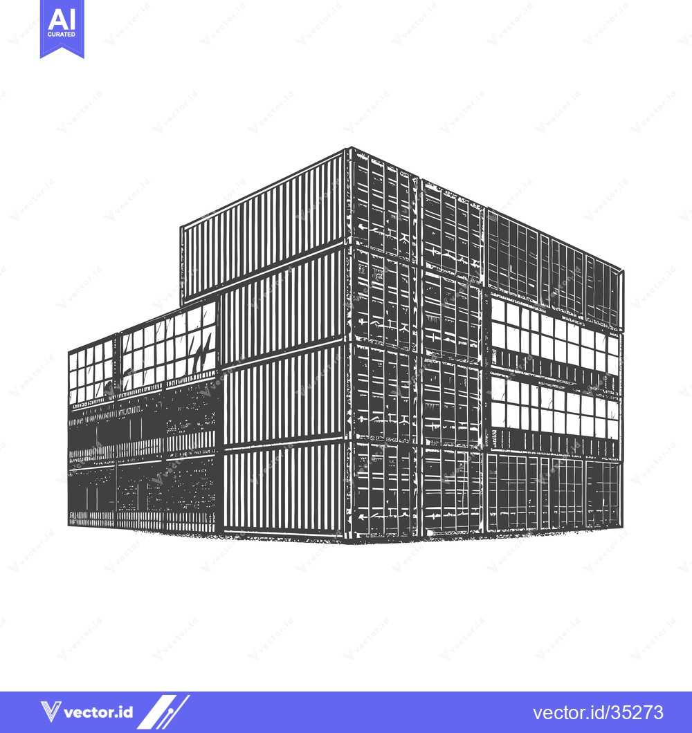 Premium Vector of Shipping Container Building Architectural Design Illustration