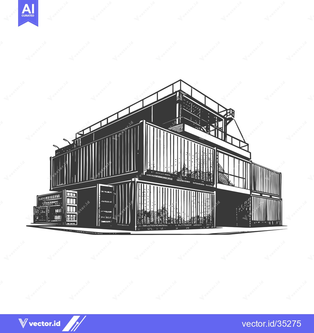 Premium Vector dari Shipping Container Building Modern Architectural Design