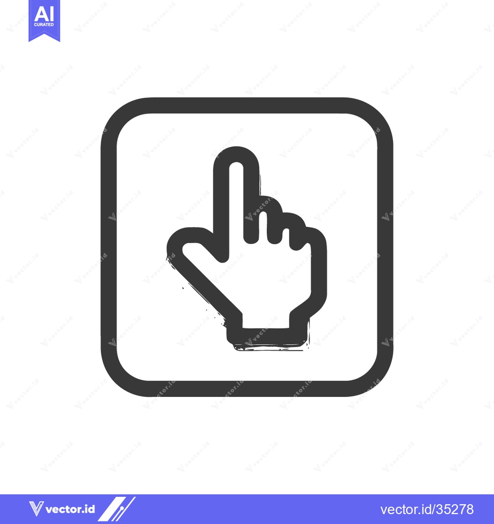 Premium Vector dari Grunge Style Hand Cursor Icon in Rounded Square Frame