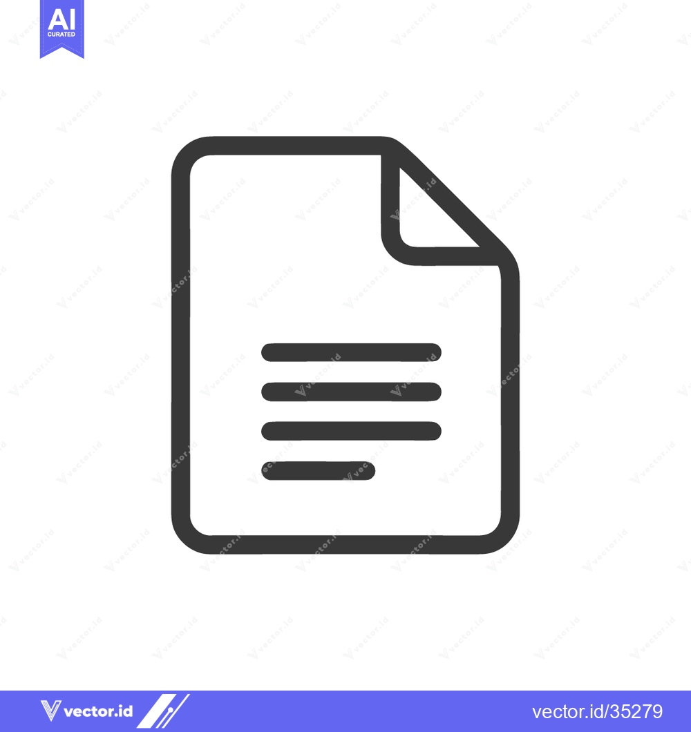 Premium Vector of Minimalist Document Icon with Folded Corner and Text Lines on White Ba